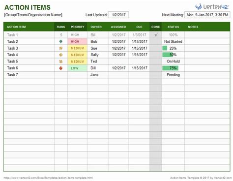 √ 23 25 Action Tracker Template Excel Examples