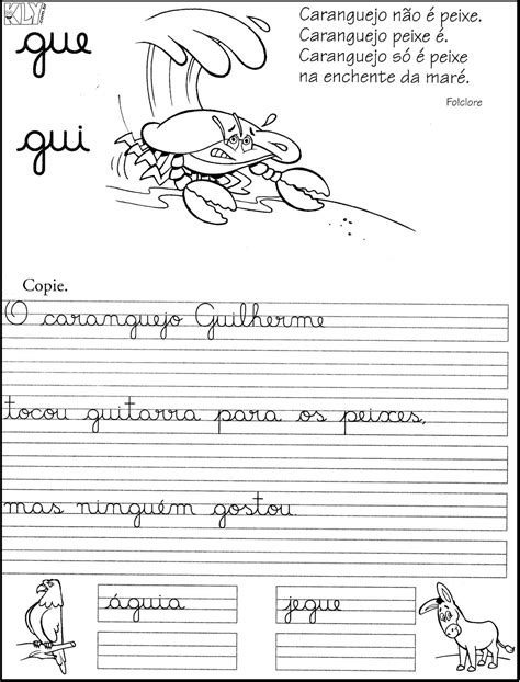 Atividade De Letra Cursiva Gue E Gui Para O Educador Infantil