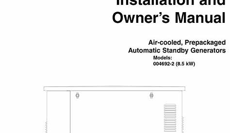 GENERAC POWER SYSTEMS 004692-2 INSTALLATION AND OWNER'S MANUAL Pdf