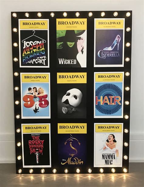 Broadway Playbill Collage Wall Art With Marquee Lights Etsy Art Collage Wall Broadway