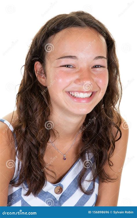 Young Beautiful Teenage Caucasian Girl Cute Smiling Looking At Camera