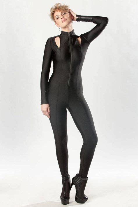 Trinity Catsuit Black Spandex Cutouts Zipper Cyber Futuristic Ninja