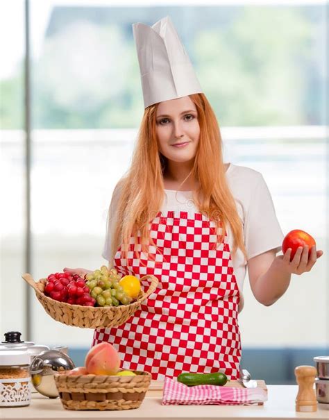 Redhead Cook Working In The Kitchen Stock Image Image Of Cooking Female 237039901