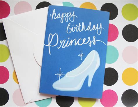 Happy Birthday Princess Card Cinderella Birthday Card Disney Etsy