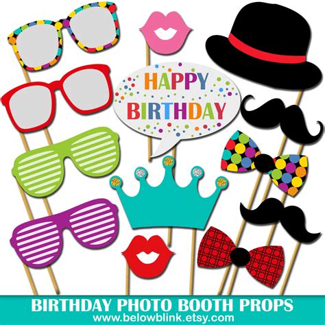 Happy Birthday Photo Booth Party Props Multicolor Ubicaciondepersonas