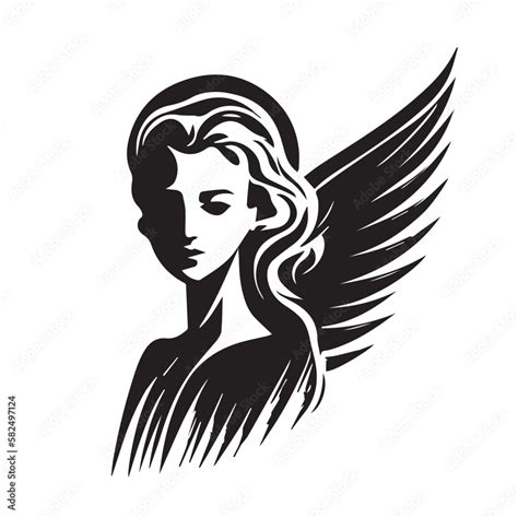 Angel Woman Head Logo Vector Illustration Of Female Face Silhouette