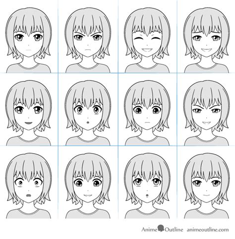 Anime Facial Expressions Chart Drawing Tutorial AnimeOutline