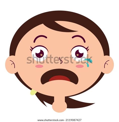 Girl Scared Face Cartoon Cute Stock Vector Royalty Free 2119087427