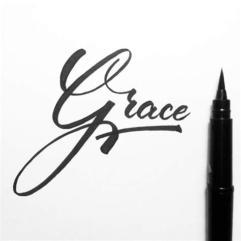 Grace Calligraphy Words Fancy Writing Typography Letters