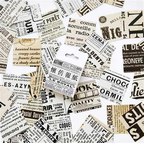 45pcs Newspaper Stickers Letter Vintage Style Cute Etsy