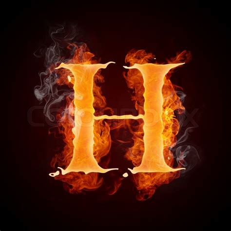 Fire Letter H Isolated On Black Background Stock Photo Colourbox