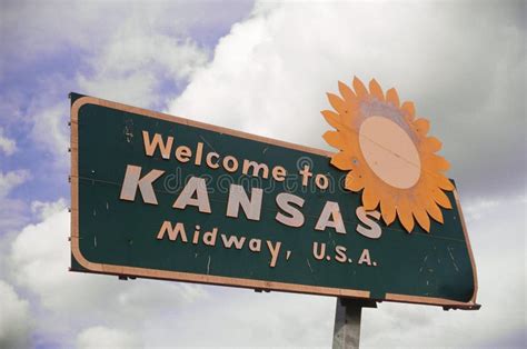 Welcome To Kansas Sign Stock Image Image Of Text East 23168067