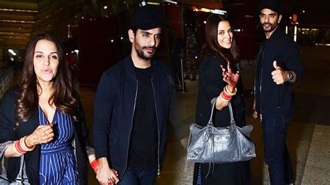 Newly Wed Couple Angad Bedi And Neha Dhupia Leave For Honeymoon At Usa Spotted At Mumbai