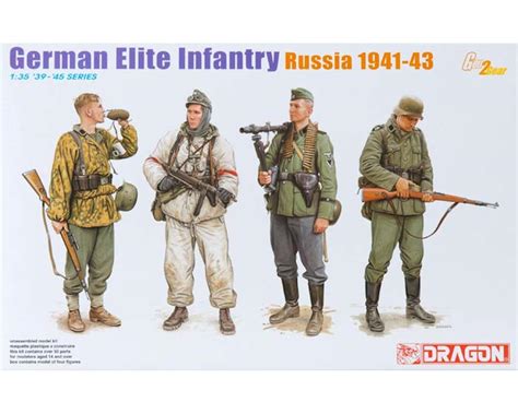 Dragon Models 135 Germ Elite Inf Russia 1941 43 4 Figure Set