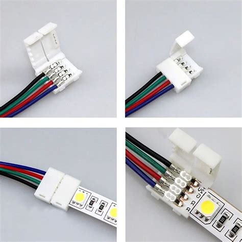 2019 Rgb Led Strip Light Connectors 10mm 4pin No Soldering Cable Pcb Board Wire To 4 Pin Female