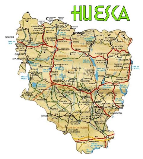 Mapas De Carreteras Mapas Huesca