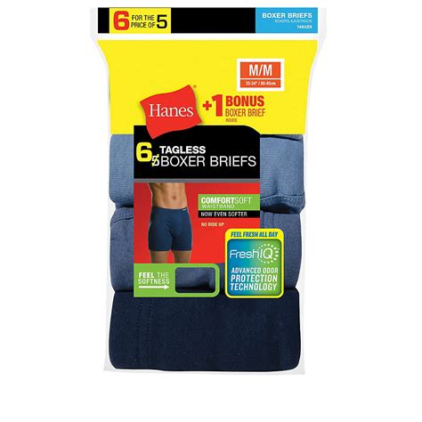 Hanes Hanes Mens Tagless Boxer Brief With Comfortsoft Waistband 6 Pack Includes 1 Free Bonus