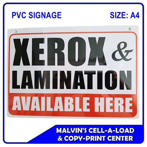 Pvc Signage Xerox And Lamination Size A4 Lazada Ph