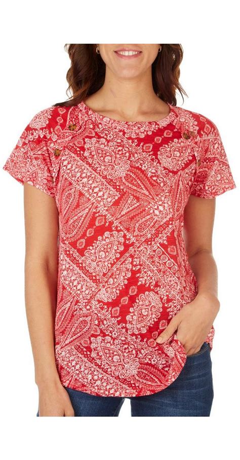 Womens Bandana Print Top Red Burkes Outlet