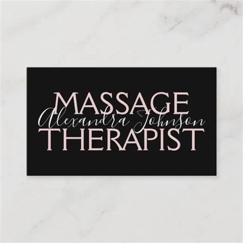 Modern Rose Gold And Black Massage Therapist Business Card Zazzle