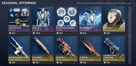 All Of The Season Of The Chosen Seasonal Offerings In Destiny TVovermind