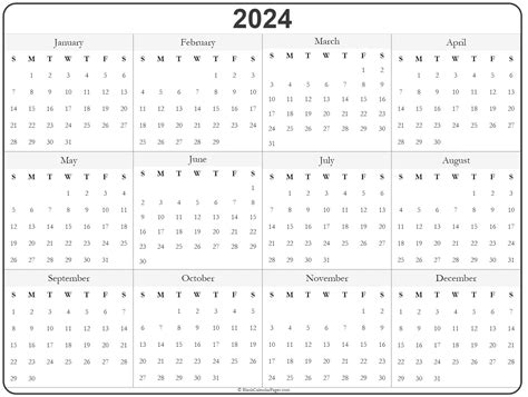 Calendar Of The Whole Year 2024 Britt Colleen