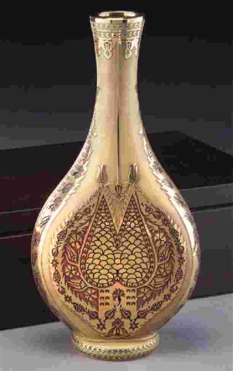 Hayat Agaci Flat 24 Kt Gold Plated Vase