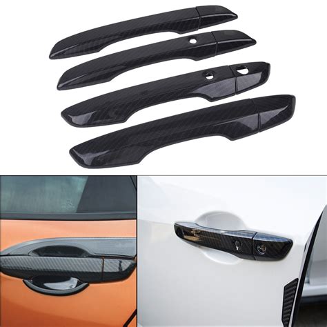 Citall 8pcs Car Styling Abs Black Carbon Fiber Style Exterior Outer