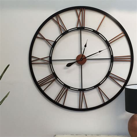 Rustic Oversized Vintage Black And Copper Skeleton Clock The Farthing