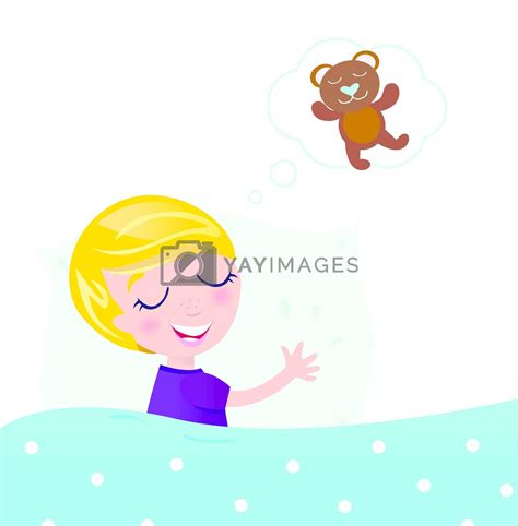 Royalty Free Vector Cute Blond Child Sleeping And Dreaming About