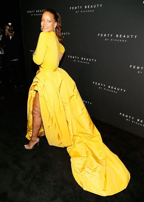 Rihannas Yellow Oscar De La Renta Dress At Fenty Beauty Popsugar