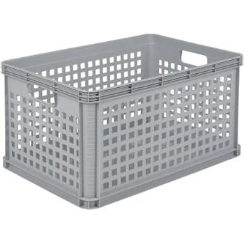 X Litre Heavy Duty Plastic Stacking Euro Storage Containers Boxes Crates GREY Pack Of