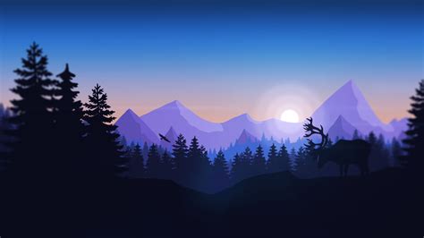 Mountains Black Firewatch Simple Minimalism Video Game Art