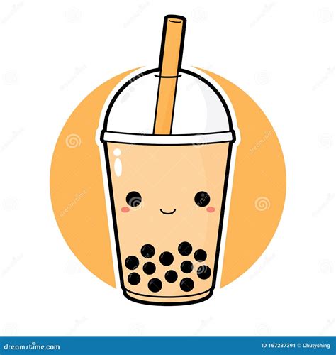 Cute Kawaii Taiwanese Bubble Milk Tea Cartoon Vector 167237391