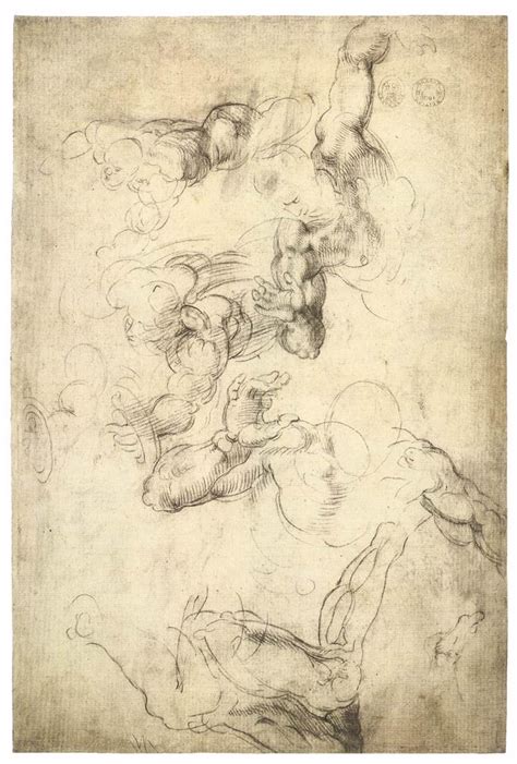 Studies For A Flying Angel Verso By Michelangelo Buonarroti