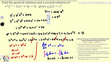 Higher order differential equations are also possible. Reduction of Order : Linear Second Order Homogeneous ...