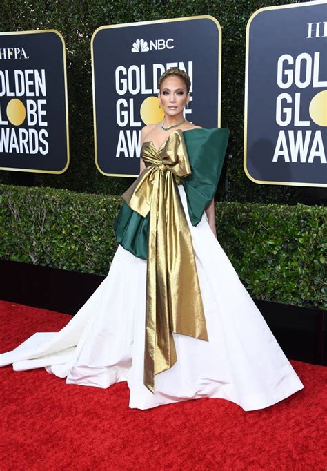Jennifer Lopez Stuns In Dramatic Green And Gold Bow Gown At 2020 Golden Globes Entertainment