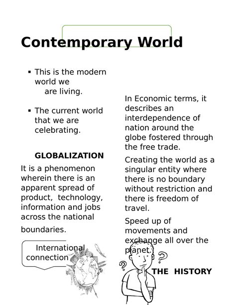 The Contemporary World 1 Contemporary World This Is The Modern World