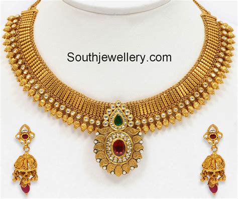 Gold Beads Antique Necklace Indian Jewellery Designs