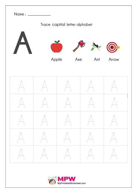 Alphabet Tracing Worksheets Printable English Capital Letter Tracing