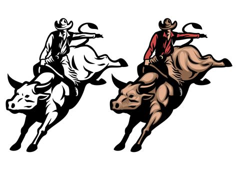 Bull Riding Cowboy Rodeo Style Vector Art At Vecteezy