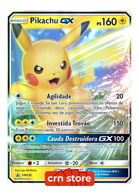 Carta Pokémon Pikachu Gx E Raichu Gx Com Lote 100 Cartas Parcelamento