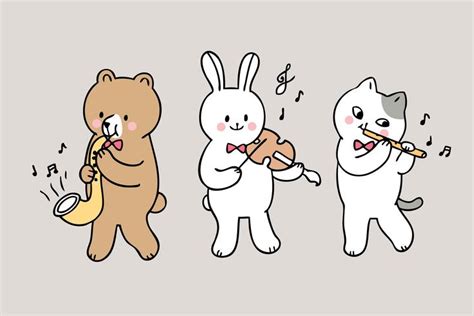 Cartoon Cute Back To School Animals Playing Music In Class 671279