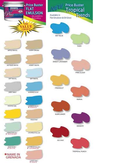 Trinity Paints Color Chart Paint Color Ideas