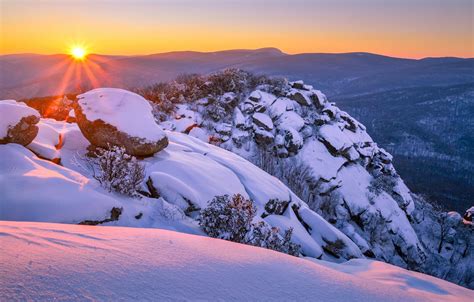 Wallpaper Winter Snow Sunset Mountains The Snow Virginia Virginia