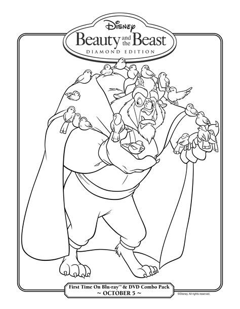 19 Dibujos de La Bella y la Bestia para colorear, pintar e imprimir gratis