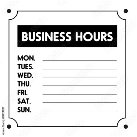 Business Hours Sign Vector Template Stock Vector Adobe Stock