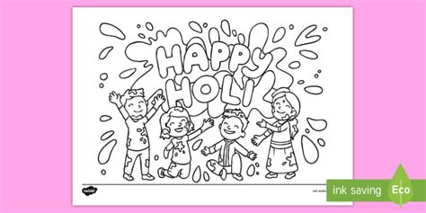Happy Holi Colouring Page Teacher Made