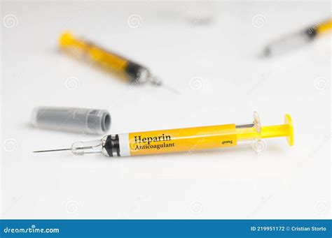 Pre Filled Heparin Syringe On White Table Photo Stock Image Du