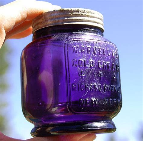 Deep Purple Antique Richard Hudnut Marvelous Cold Cream Jar Etsy Purple Glass Richard